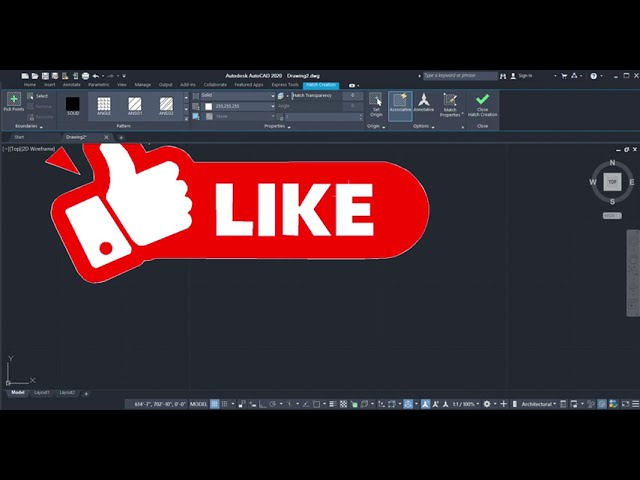 Image to AutoCAD | Like, Subscribe & Follow Logo Drawing - Like 👍