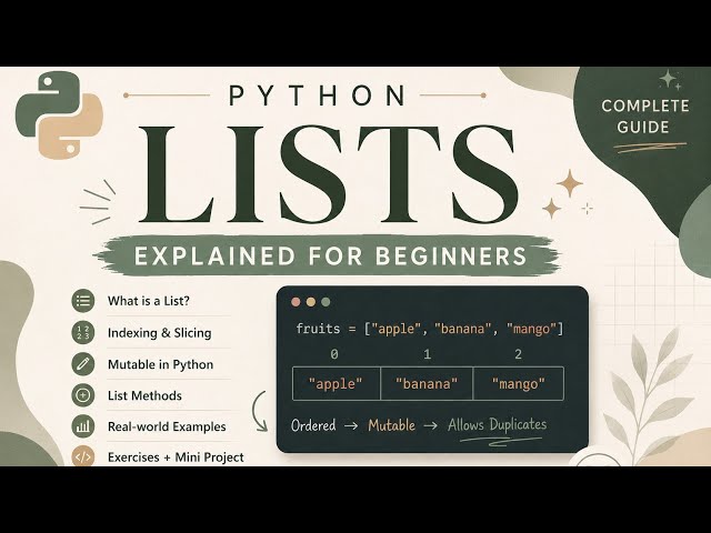 Python Lists Explained for Beginners 🐍 | Indexing, Slicing & List Methods