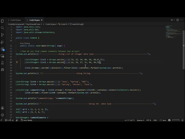 Java Coding Interview Questions  Find Sum & Average of Array + Common Elements Between Two Arrays