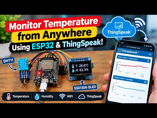 Monitor Temperature from Anywhere Using ESP32 & ThingSpeak!
