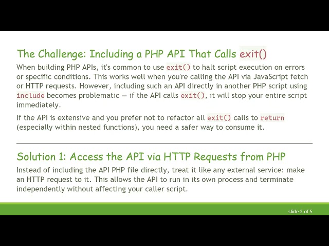 How to Handle a Local PHP API with exit() Statements Without Breaking Your Script