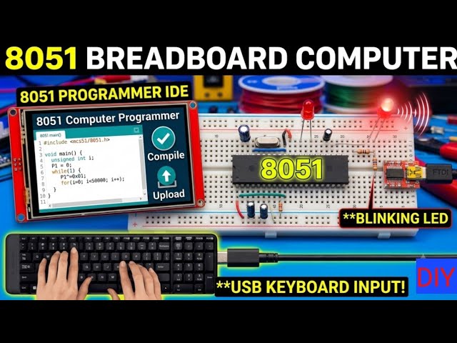 8051 Breadboard Computer: LED Blink