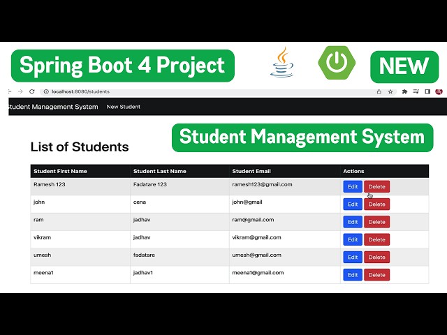 Spring Boot 4 Project | Spring Boot Web Application | Student Management System Java Project [2026]