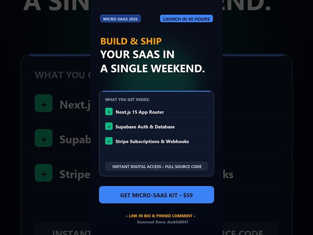 Launch a Micro-SaaS in 48 Hours with Next.js 15 #shorts #saas #nextjs