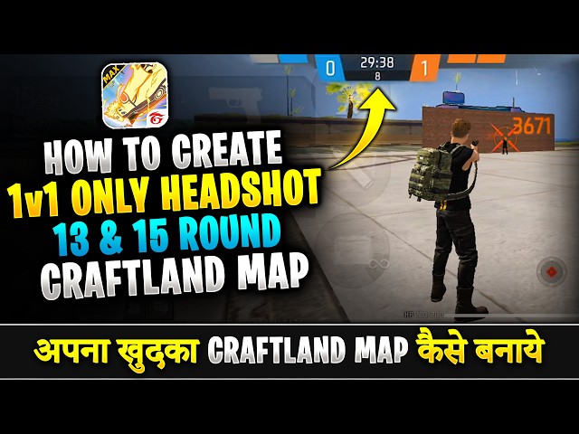 Create 1v1 Only Headshot 13 & 15 Round Craftland In Free Fire | Create Unlimited Gloo Wall Craftland