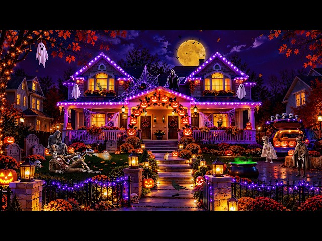 Scary Halloween Night at a Haunted House🎃 Deep & Spooky Jazz, Pumpkin Glow & Ghostly Autumn Ambience