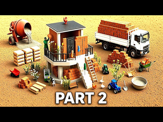 Part II - DIY Mini Truck Completes Strong Brick House with Roof | Mini Construction Science Project