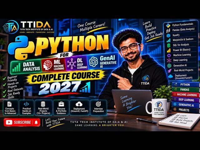 Python for Data Analysis, ML, DL & GenAI | Complete Course 2027 | TTIDA Crash Course