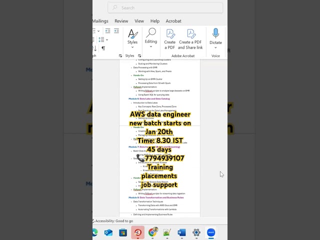 AWS data engineer new batch starts on Jan 20th #awsdataengineer #awstraining #shorts #short #spark