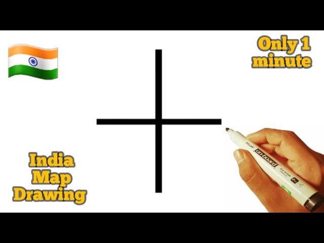 How to draw Indian 🇮🇳 Map 🗺️ From + symbol | Easy Indian Map Drawing for beginners