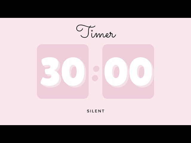 🌸 30 Minutes Silent Timer with Cute Ending Alarm | Pastel Pink Timer