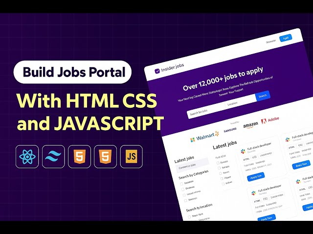 Build a Complete Job Portal Website in 1 Hour | HTML, CSS & JavaScript Project (Free Source Code)
