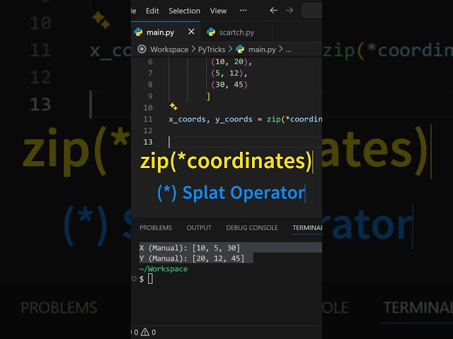 🤯 Python ZIP Unzip Trick: Separate Coordinates FAST! #coding #programminglanguage #python