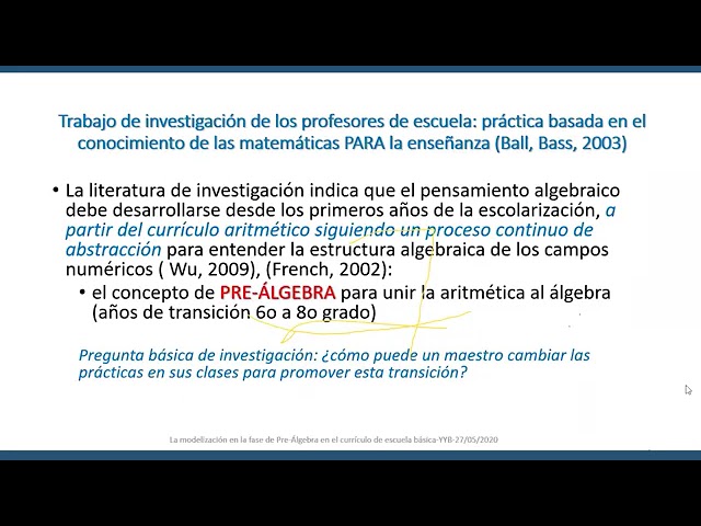 Early Algebra as a Research Topic in Math Ed. I 2020-1