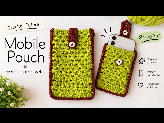 ⚡️Crochet Mobile Pouch Tutorial | Easy & Beautiful Mobile Cover DIY 📱🧶