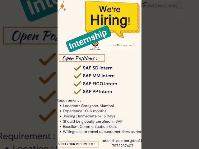SAP Intern Mumbai #jobsearch2025 #intership #jobs #mumbai #fresher #fresherjobs