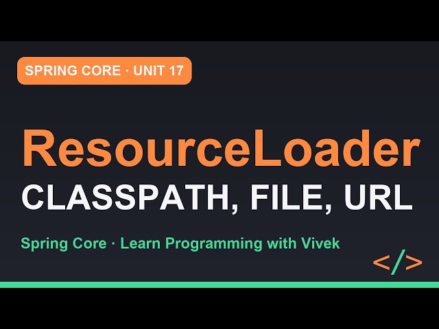 Spring Framework Core: Resources and the ResourceLoader | Unit 17