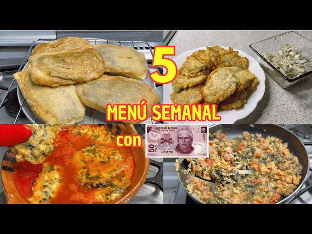✅MENU SEMANAL CON $50 PESOS / 5 RECETAS  ECONÓMICO Y FACIL