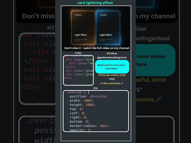 Create card in html and css | Light effect in html and css