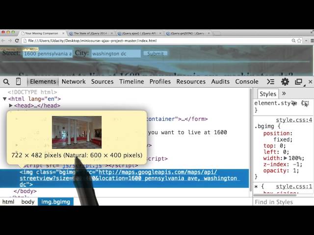 Loading Streetview  - Intro to AJAX