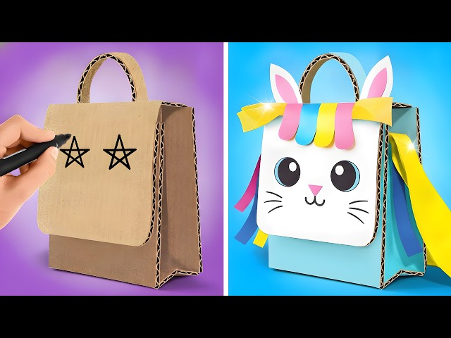 📦🎒 DIY Cardboard Backpack + More Colorful Crafts! 🌈