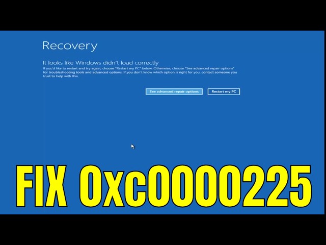 How to Fix Error Code 0xc0000225 in Windows 11/10