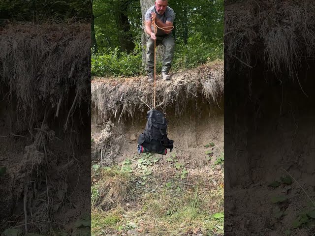 A Clever Way to Retrieve a Backpack from a Steep Slope