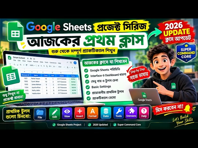 Google Sheets Project Series 2026 | প্রথম ক্লাস | Google Sheets-এর Basic Tools পরিচিতি ও ব্যবহার