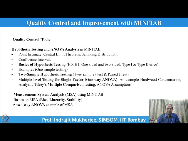 Course Introduction - Quality Control and Improvement with MINITAB