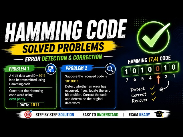 #02 | Hamming Code | Solved Problems | Even Parity, Error Detection & Correction | DLD