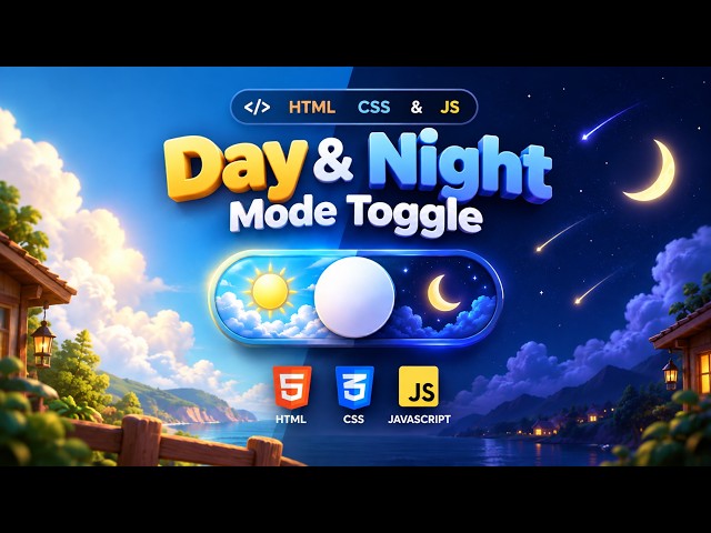 Animated Day & Night Toggle with Shooting Stars | HTML CSS