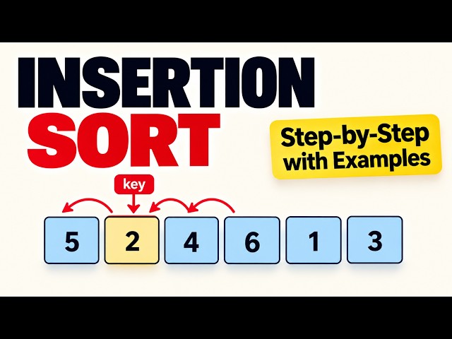 12 Insertion Sort Algorithm Explained | Step-by-Step with Examples