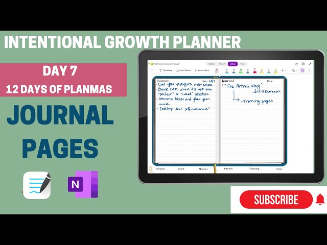Journal/Morning Pages Template, Digital Bullet Journal/Planner | OneNote, Goodnotes Day 7 of Planmas