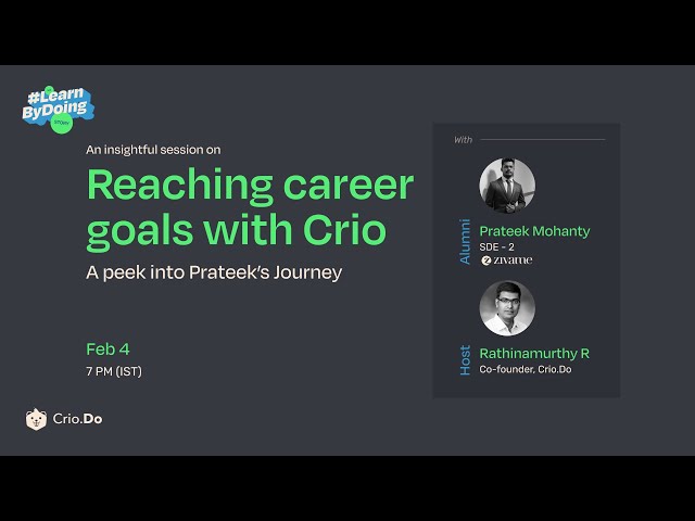 Reaching career goals with Crio - A peek into Prateek’s Journey