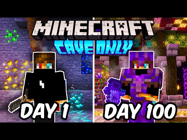 I Spent 100 Days in a CAVE ONLY WORLD in Minecraft