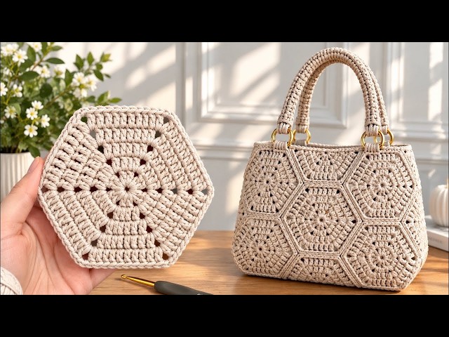 This Crochet Bag Is So Beautiful! 🤎 Easy Hexagon Flower Bag Tutorial