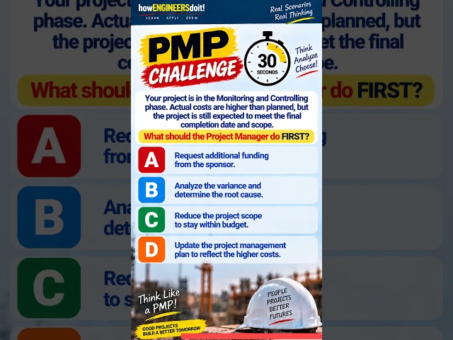 PMP Cost Management Question | What Should the PM Do FIRST?