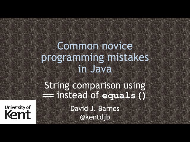 Common novice programming mistakes in Java: String comparison using == instead of equals().