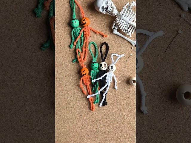 DIY macrame skeleton Frankenstein and Pumpkin