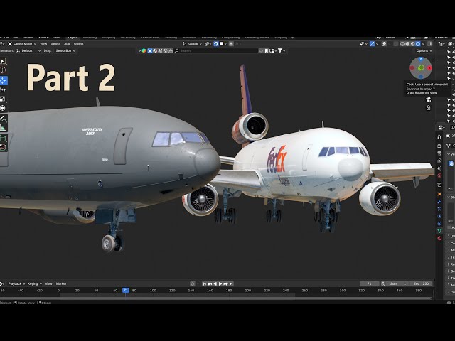 Airplane 3D modeling process ( DC-10 ). Blender. Part - 2/4