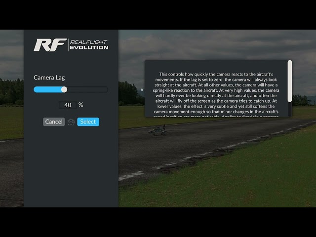 How To adjust Camera Lag on RealFlight Evolution