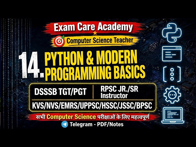 Python and Modern Programming Basics | TGT PGT Computer Science DSSSB | Exam care academy
