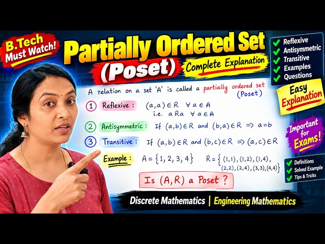 POSET (Partially Ordered Set) 🔥  Reflexive, Antisymmetric & Transitive  B.Tech
