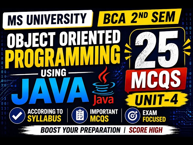 Object Oriented Programming using JAVA | 25 MCQs | Package | Exception |
