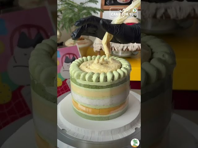 Pandan Coconut Durian Layer Cake