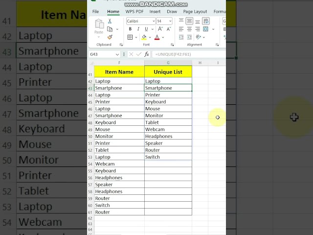 How to Create a Unique List in Excel | Remove Duplicates in Seconds! 🚀 #Shorts