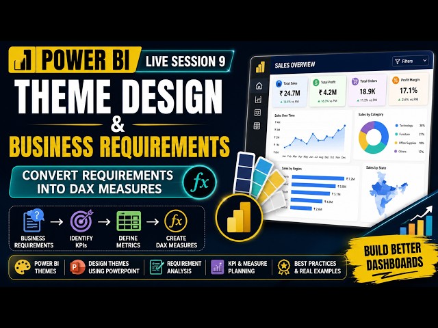 Power BI Live Session 9  | Power BI Themes Design & Business Requirements to DAX Measures