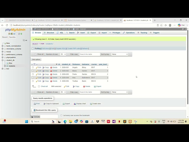 BASTO LENIEJANE YVETTEE PHP MYSQL VIDEO