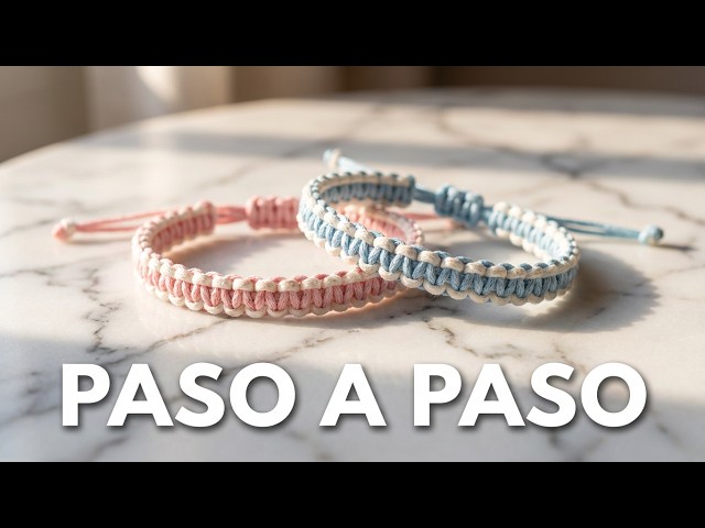 Pulsera Nudo Plano en 2 Colores Fácil Técnica de Macramé Tutorial para Principiantes.