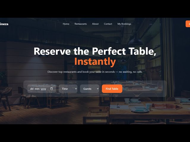 Dineza – Restaurant Booking Website UI | Free HTML & Tailwind CSS Template